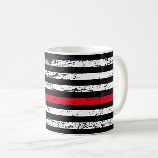 Mug Pompier Mince Ligne Rouge (Devant droit)