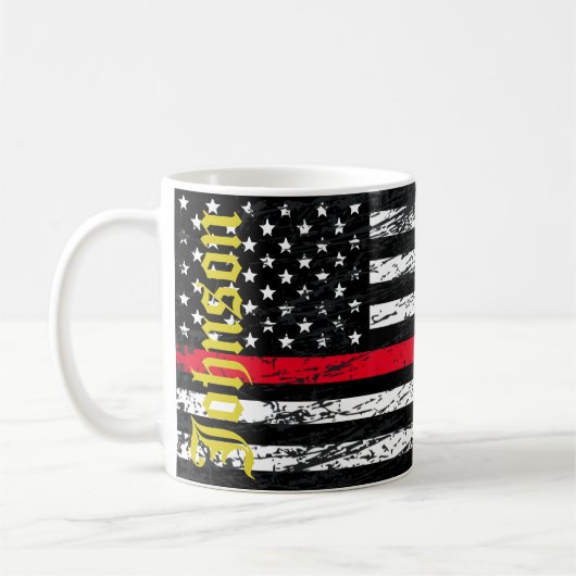 Mug Pompier Mince Ligne Rouge (Gauche)