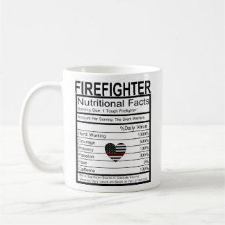 Mug Pompier Mince ligne rouge Coeur Nutrition Étiquett