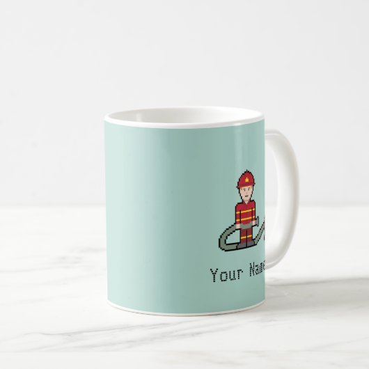 Mug Pompier nommé fait sur commande de pixel (Devant droit)