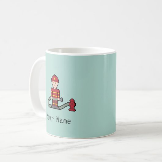 Mug Pompier nommé fait sur commande de pixel (Devant gauche)