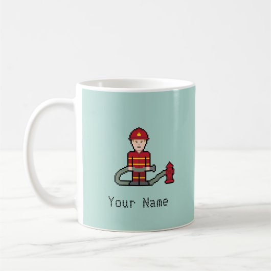 Mug Pompier nommé fait sur commande de pixel (Gauche)