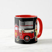Mug Pompier Nutcrackers avec petits camions rouges (Devant droit)