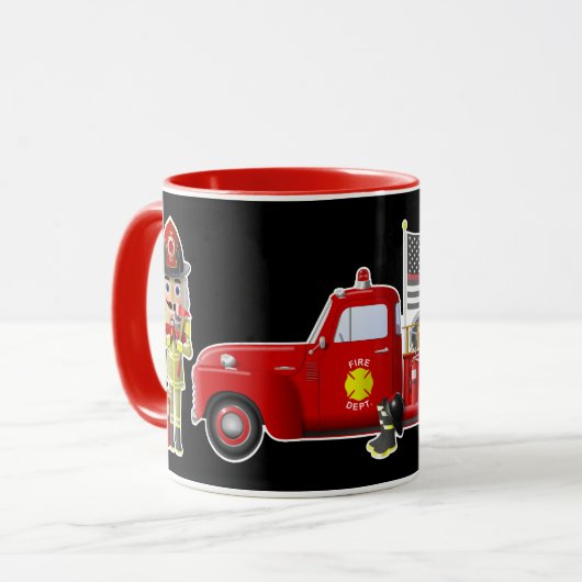 Mug Pompier Nutcrackers avec petits camions rouges (Devant gauche)