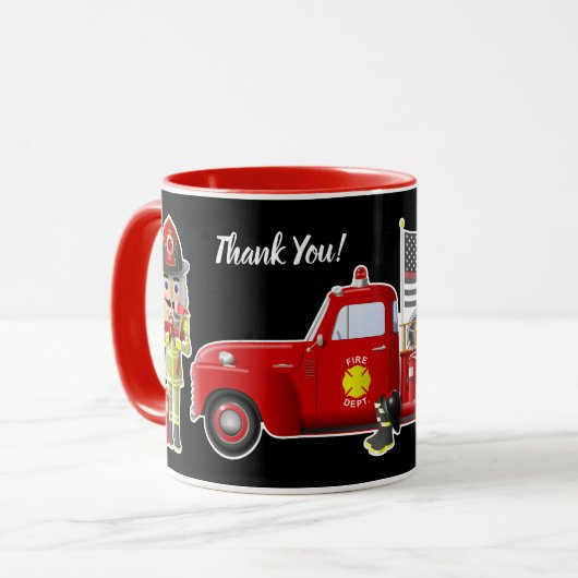 Mug Pompier Nutcrackers avec petits camions rouges (Devant gauche)