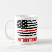 Mug Pompier personnalisé Mince ligne rouge (Gauche)