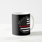 Mug Pompier personnalisé Mince Red Line USA Drapeau (Devant droit)