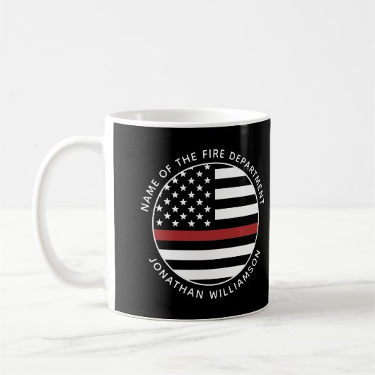 Mug Pompier personnalisé Mince Red Line USA Drapeau (Gauche)