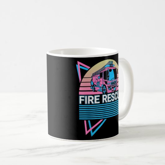 Mug Pompier Pompier Secourt de feu rétro (Devant droit)