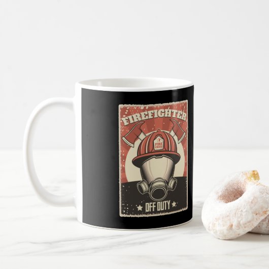 Mug Pompier Secouru Retraité Pompier hors service Pomp (Avec donut)
