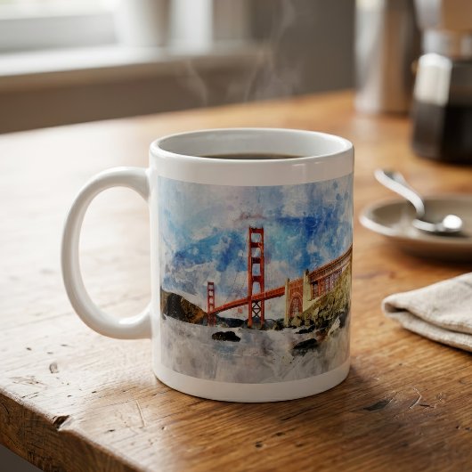 Mug Pont Golden Gate aquarelle à San Francisco