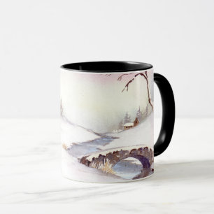 Mug Pont Snowy Aquarelle Paysage Peinture