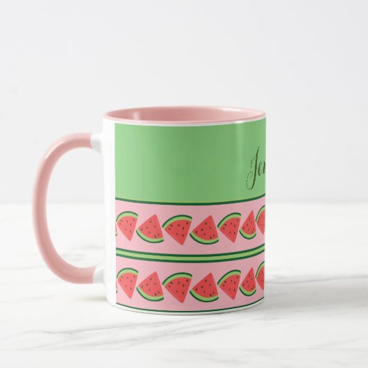 Mug Ponts de pastèque rose et vert - Personnalisé (Gauche)