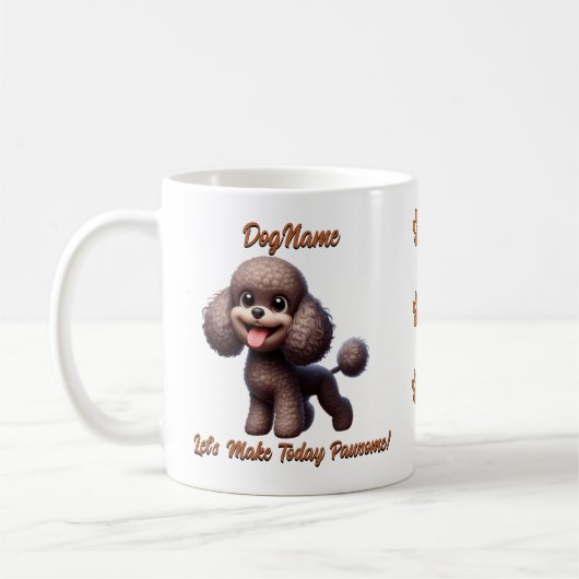 Mug Poodle - Ajouter le nom du chien, modifier le text (Gauche)
