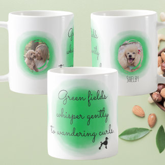 Mug Poodle Aquarelle Vert Pastel avec Photos Personnal