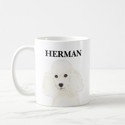 Mug Poodle blanc personnalisé (Gauche)