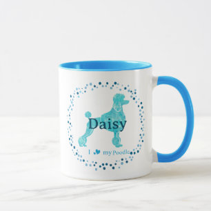 Mug Poodle bleu pastel moderne Nom et photo personna