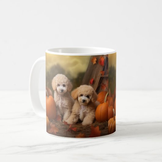 Mug Poodle Chiot Automne Citrouille délice (Devant gauche)