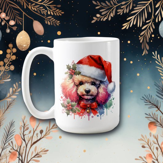 Mug Poodle d'aquarelle doux personnalisé