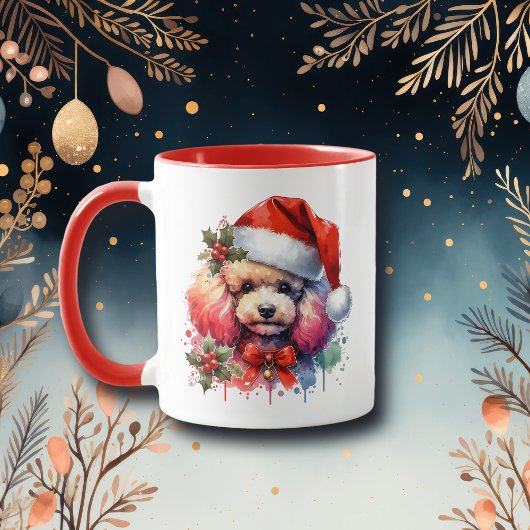 Mug Poodle d'aquarelle doux personnalisé