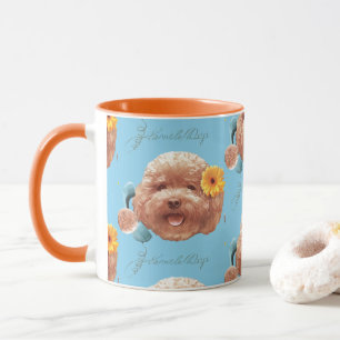 Mug Poodle de jouet avec Fleur et Illustration télépho
