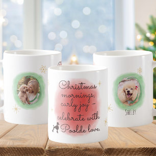 Mug Poodle de Noël à l'aquarelle – Fête de fin d'année