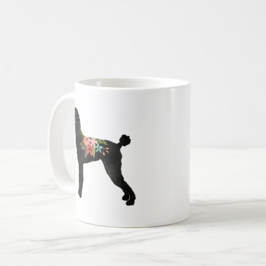 Mug Poodle Dog Breed Boho Floral Silhouette (Devant gauche)