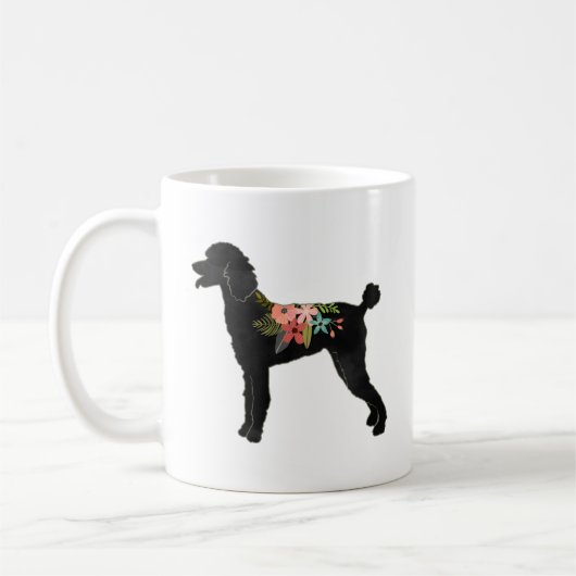 Mug Poodle Dog Breed Boho Floral Silhouette (Gauche)