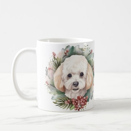 Mug Poodle Noël Wreath Festive Pup (Gauche)