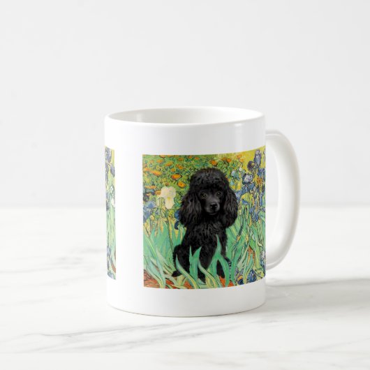 Mug Poodle (noir 1) - Irises (Devant droit)