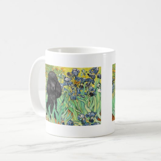 Mug Poodle (noir 1) - Irises (Devant gauche)