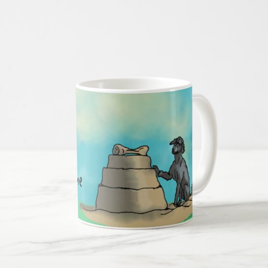 Mug Poodle noir avec Sandcastle (Devant droit)