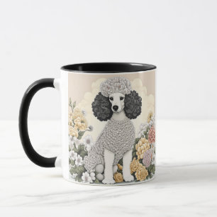 Mug Poodle personnalisé en Fleurs Whimsical