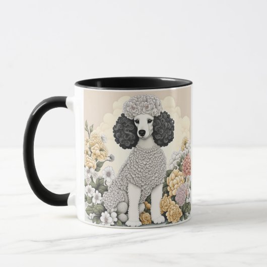 Mug Poodle personnalisé en Fleurs Whimsical (Gauche)