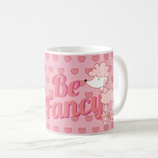 Mug Poodle rose et Coeurs Sois chic (Devant droit)