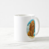 Mug Poodle rouge d'abricot avec balle (Devant droit)