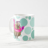Mug Pool Party Cute Capybara Avec Flotte Flamant rose (Devant gauche)