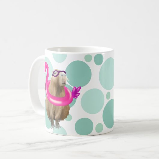 Mug Pool Party Cute Capybara Avec Flotte Flamant rose  (Devant gauche)