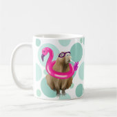 Mug Pool Party Cute Capybara Avec Flotte Flamant rose  (Gauche)