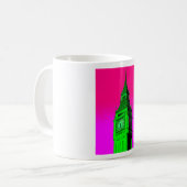 Mug Pop Art Big Ben Londres Voyage rose Vert (Devant gauche)