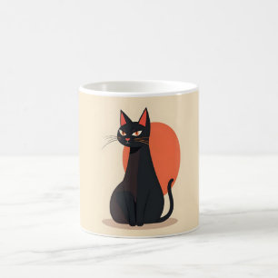 Mug Pop Art Black Cat Orange Sun