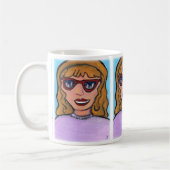 Mug Pop Art Cartoon Fille Ado Fun Preppy Unique (Gauche)