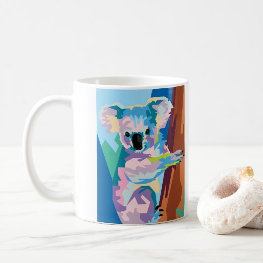 Mug Pop Art coloré Koala Portrait (Avec donut)
