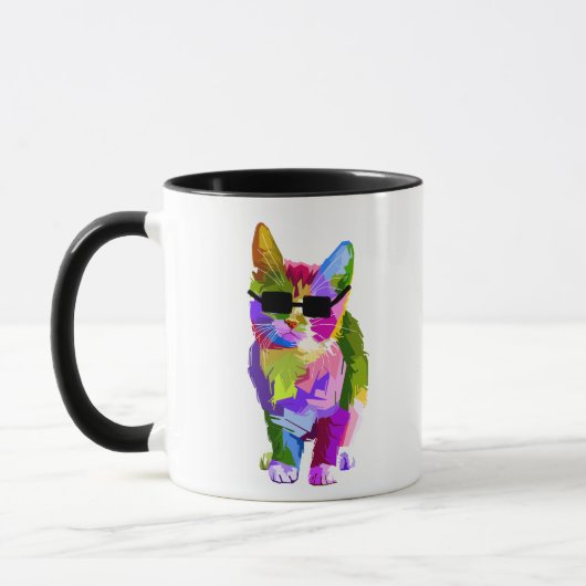 Mug Pop Art cool chat kitty art (Gauche)