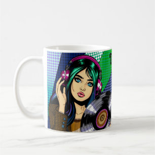 Mug Pop Art Girl avec disque personnalisé