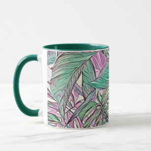 Mug Pop art tropical feuille vert coloré