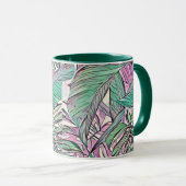 Mug Pop art tropical feuille vert coloré (Devant droit)