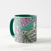 Mug Pop art tropical feuille vert coloré (Devant gauche)