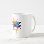 Mug Pop coloré artistique Art peint libellule (Devant droit)