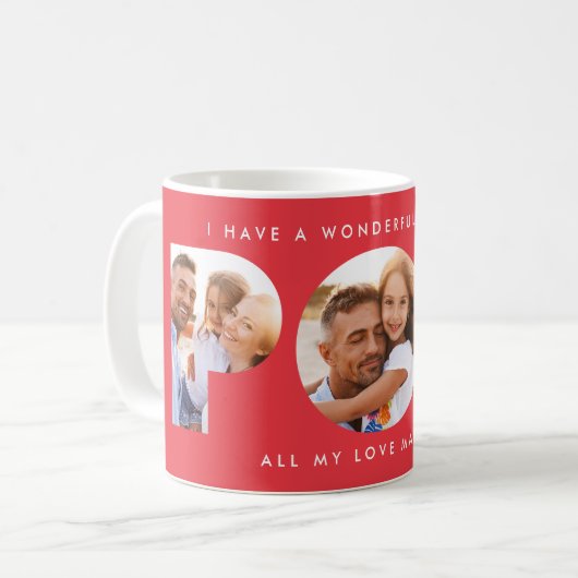 Mug Pop multiphoto moderne typographie élégant rouge (Devant gauche)